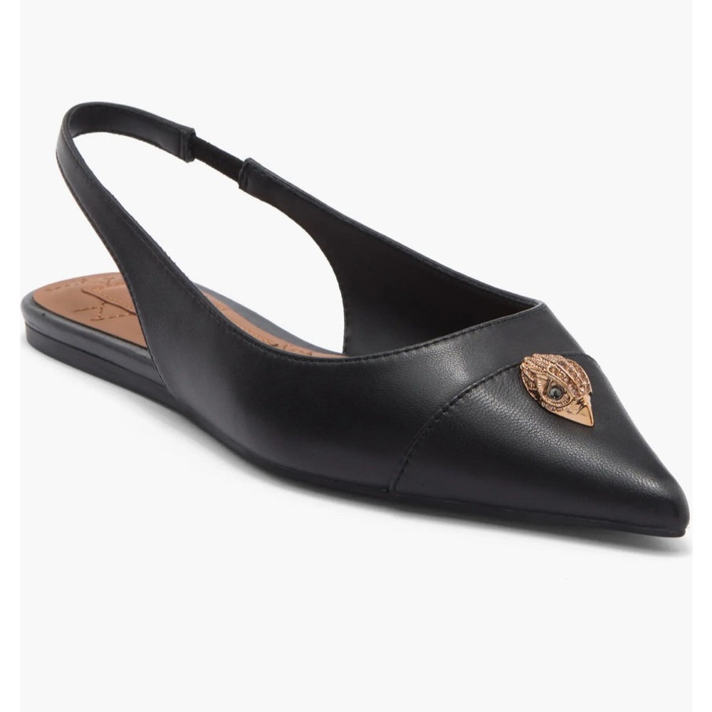 Kurt Geiger Black Belgravia Flats with Gold Accents - Picture 4 of 4